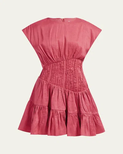 Aje Ecliptica Tiered Mini Dress In Orange