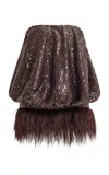 Aje Elysian Sequin Mini Dress In Brown