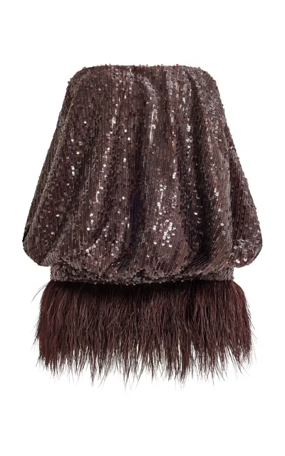 Aje Elysian Sequin Mini Dress In Brown