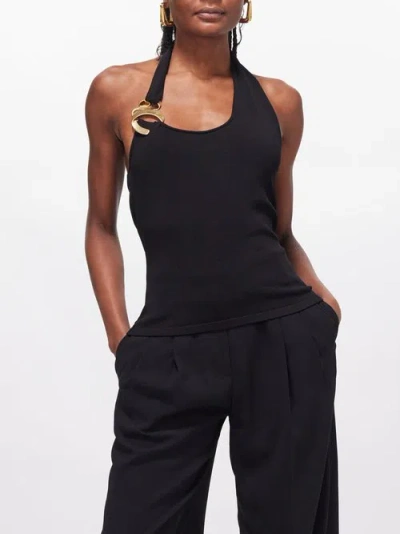 Aje Enigma Halterneck Jersey Top In Black