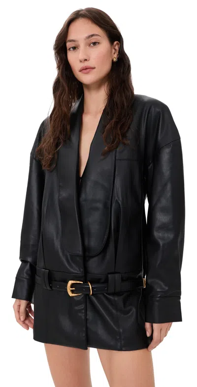 Aje Esta Faux Leather Blazer Dress Black