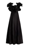 Aje Etta Ruffled Linen-blend Midi Dress In Black