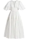 Aje Fallingwater Tiered Gathered Cotton-poplin Midi Dress In White