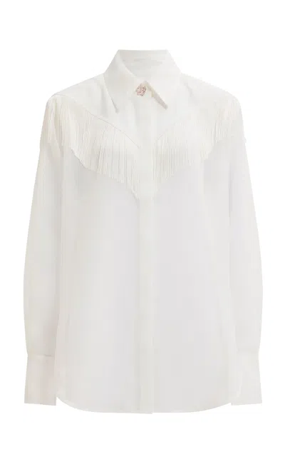 Aje Farrow Sheer Fringe Shirt In White