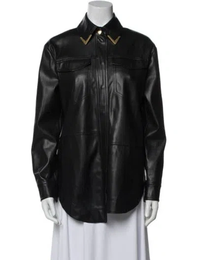 Pre-owned Aje Faux Leather Jacket In Black