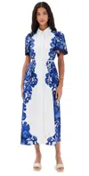Aje Fernanda Printed Cotton Midi Dress In Boldly Blooming Cobalt