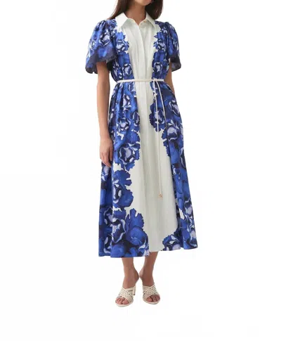 Aje Fernanda Midi Dress In Boldly Blooming Cobalt In Blue