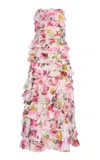 Aje Fleur Floral-print Pleated Gown In Floral