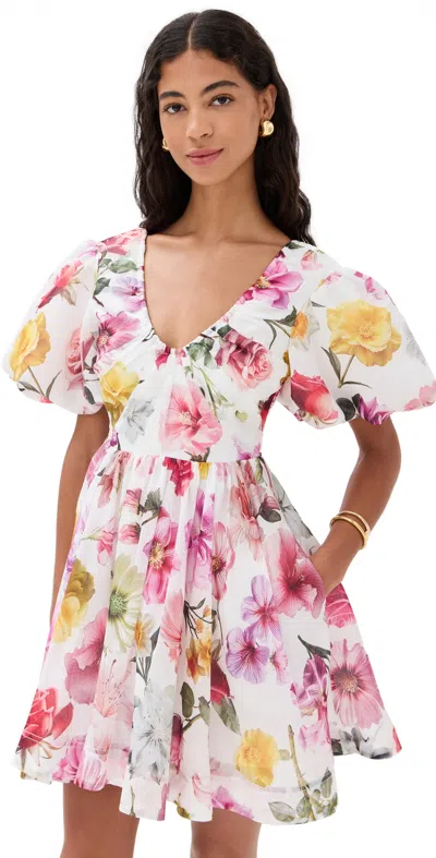 Aje Fleur Mini Dress Collage Floral In White