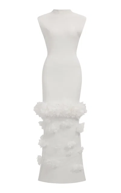 Aje Fleura Knitted Midi Dress - In White
