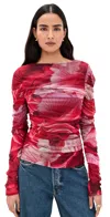 Aje Flora Mesh Top Prismatic Floral Red