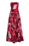 Aje Flora Ruched Drop-waist Gown In Floral