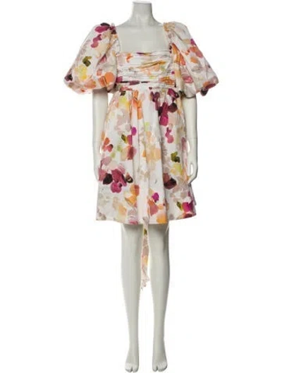 Pre-owned Aje Floral Print Knee-length Dress In White