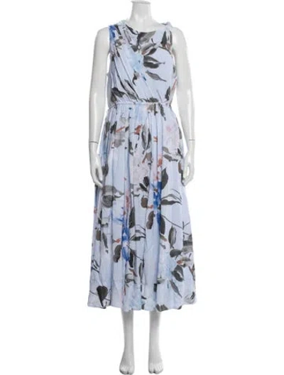 Pre-owned Aje Floral Print Long Dress In Blue