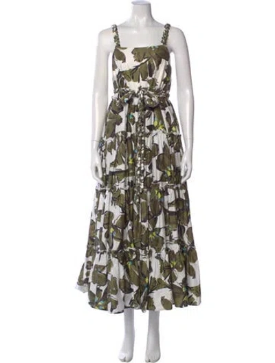 Pre-owned Aje Floral Print Long Dress In Green