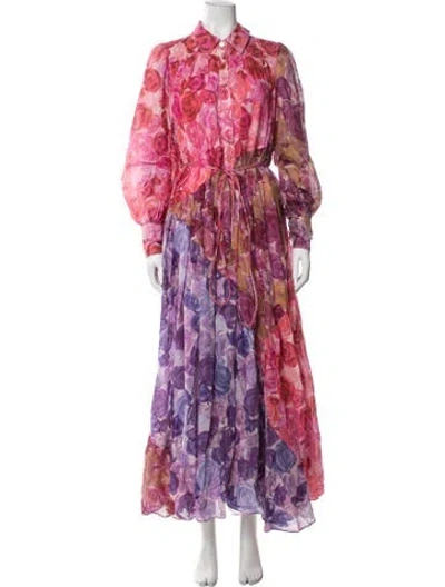 Pre-owned Aje Floral Print Long Dress In Multicolor