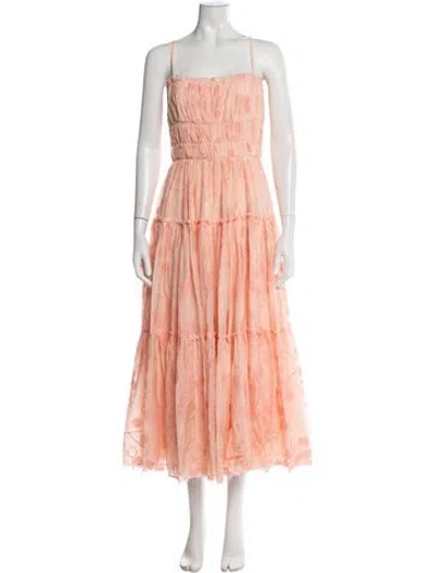 Pre-owned Aje Floral Print Long Dress In Pink