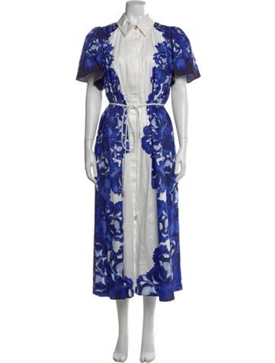 Pre-owned Aje Floral Print Long Dress W/ Tags In Blue