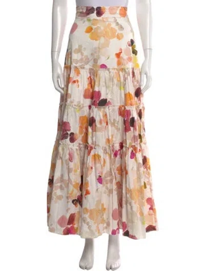 Pre-owned Aje Floral Print Long Skirt In Neutral