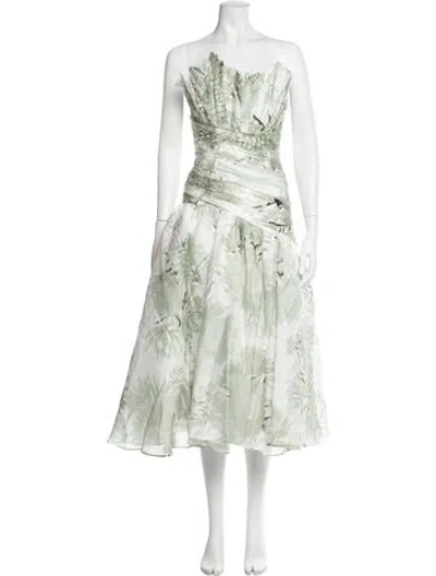 Pre-owned Aje Floral Print Midi Length Dress In Green