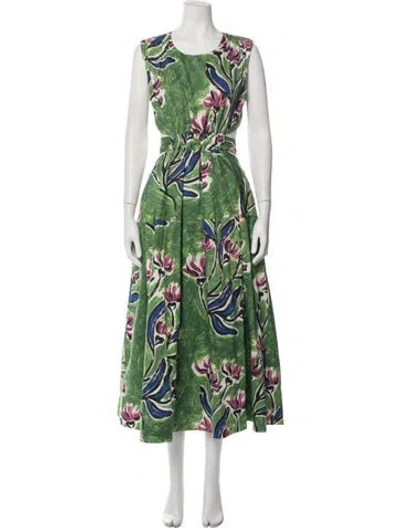 Pre-owned Aje Floral Print Midi Length Dress In Green