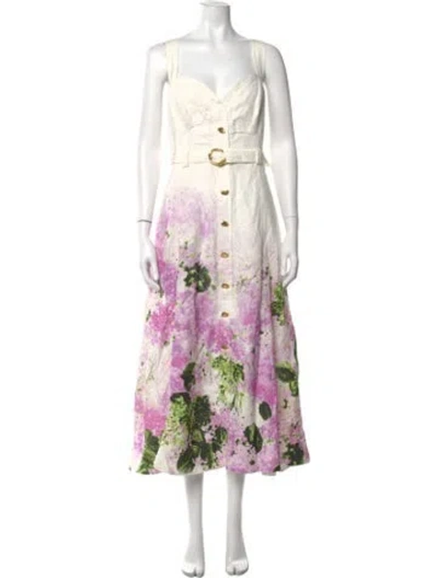 Pre-owned Aje Floral Print Midi Length Dress In Multicolor
