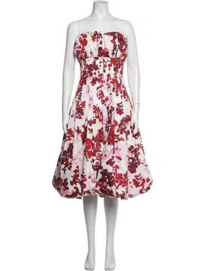 Pre-owned Aje Floral Print Midi Length Dress In Red