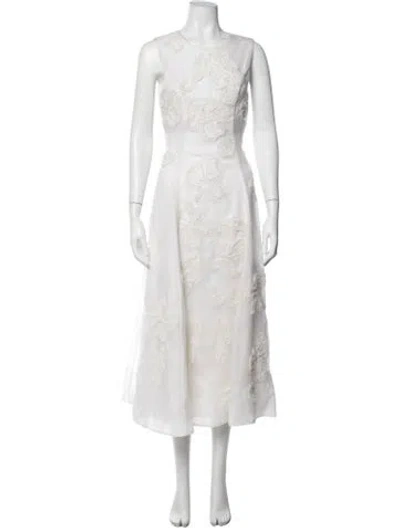 Pre-owned Aje Floral Print Midi Length Dress In White
