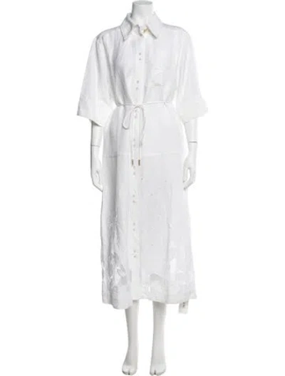 Pre-owned Aje Floral Print Midi Length Dress In White