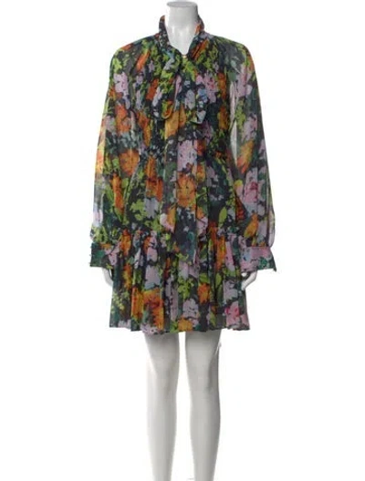 Pre-owned Aje Floral Print Mini Dress In Black