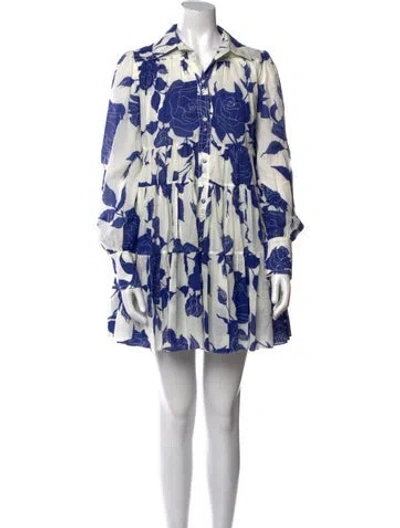 Pre-owned Aje Floral Print Mini Dress In Blue