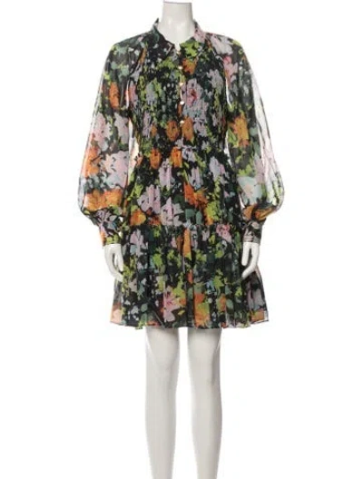 Pre-owned Aje Floral Print Mini Dress In Blue