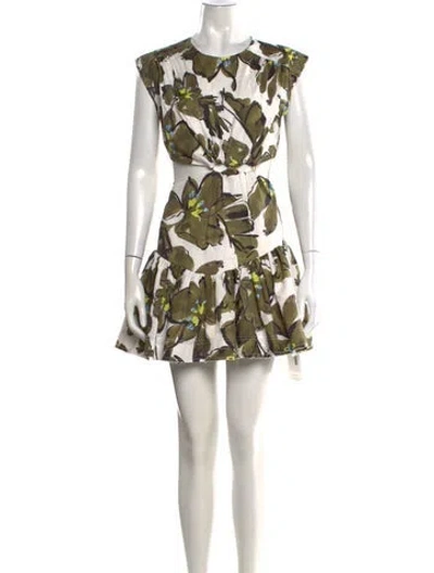 Pre-owned Aje Floral Print Mini Dress In Green