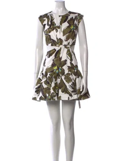 Pre-owned Aje Floral Print Mini Dress In Green