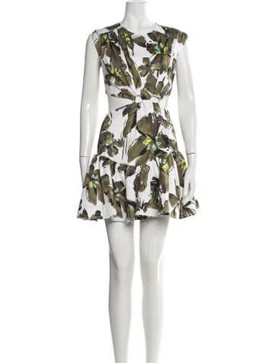 Pre-owned Aje Floral Print Mini Dress In Green