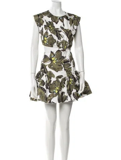 Pre-owned Aje Floral Print Mini Dress In Green