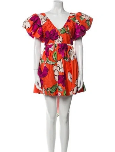 Pre-owned Aje Floral Print Mini Dress In Neutral