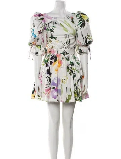 Pre-owned Aje Floral Print Mini Dress In Neutral