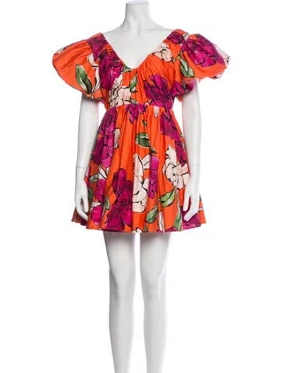 Pre-owned Aje Floral Print Mini Dress In Orange