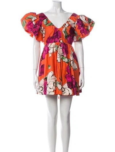 Pre-owned Aje Floral Print Mini Dress In Orange