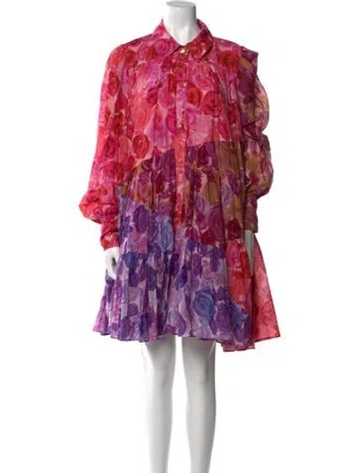 Pre-owned Aje Floral Print Mini Dress In Pink