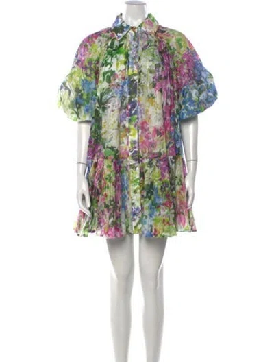 Pre-owned Aje Floral Print Mini Dress W/ Tags In Green