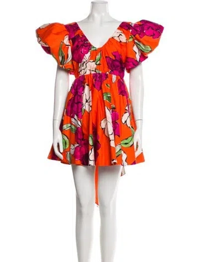 Pre-owned Aje Floral Print Mini Dress W/ Tags In Orange