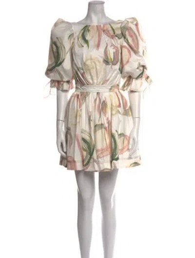 Pre-owned Aje Floral Print Mini Dress W/ Tags In White
