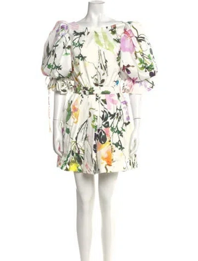 Pre-owned Aje Floral Print Mini Dress In White