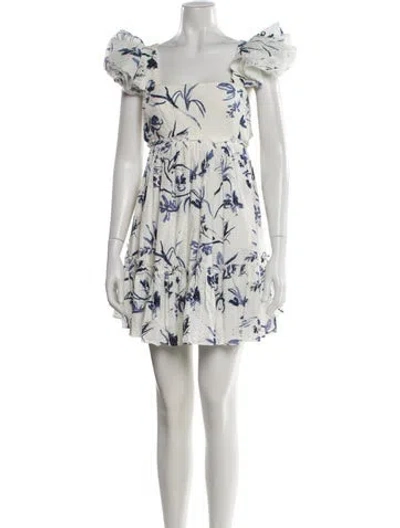Pre-owned Aje Floral Print Mini Dress In White