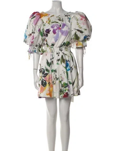 Pre-owned Aje Floral Print Mini Dress In White