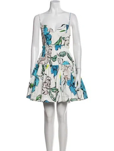 Pre-owned Aje Floral Print Mini Dress In White