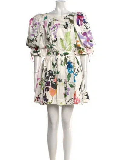 Pre-owned Aje Floral Print Mini Dress In White