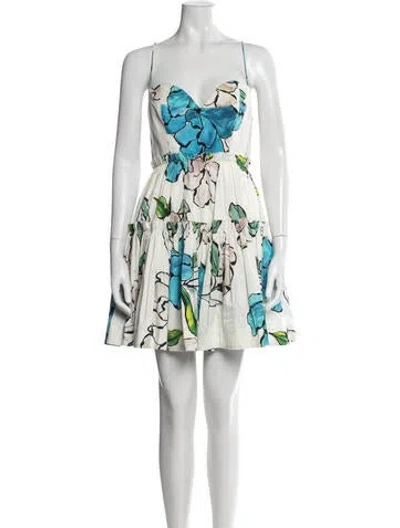 Pre-owned Aje Floral Print Mini Dress In White